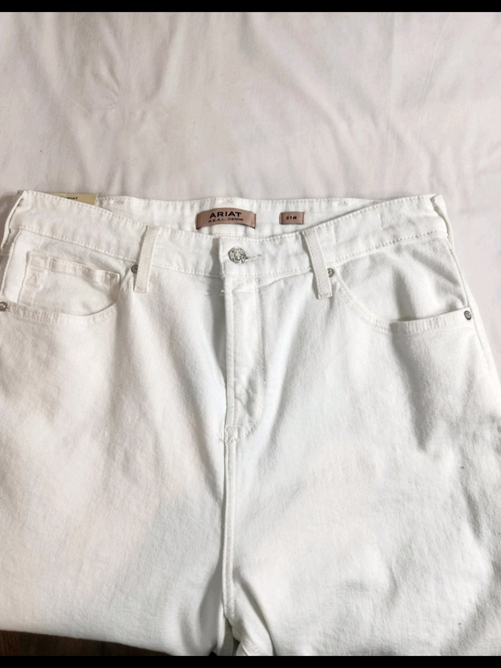 Ariat Wide Leg Jeans Women's Size 31 R White Ultra High Rise Stretch Crop NWT 54 - Picture 9 of 15